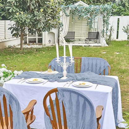 IVAPUPU 6 Pcs Cheesecloth Table Runner - 10ft Dusty Blue Boho Gauze Cheese - Image 7