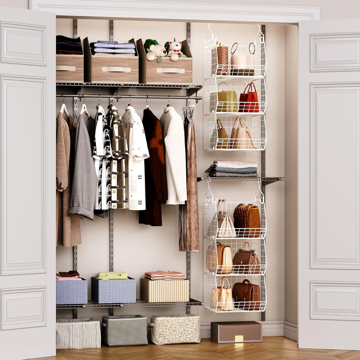 x-cosrack 3 tier foldable closet organizer, clothes shelves, package contents