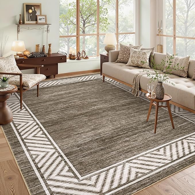 GarveeHome Bordered Bedroom Rugs 5x7 Ultra-Soft Indoor Carpet, Non-Slip Modern by GarveeHome