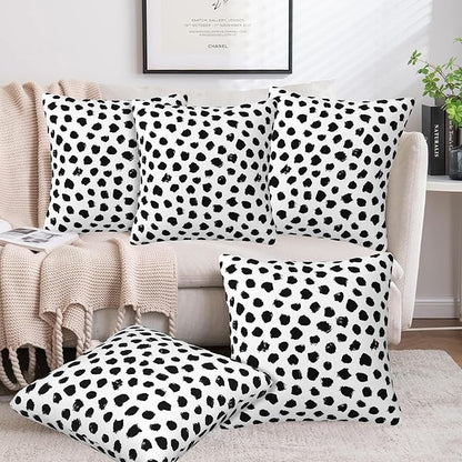 White and Black Spot Throw Pillow Covers Set of 2 Polka Dot Pillow Covers 20x20 - Image 6