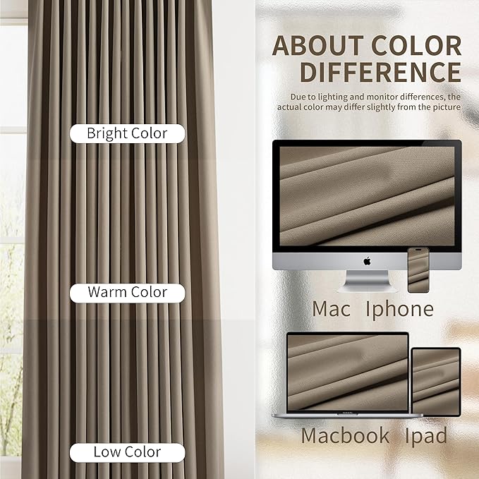 Pinch Pleat 100% Blackout Linen Curtains 2 Panels Linen Blend Room Darkening - Image 9