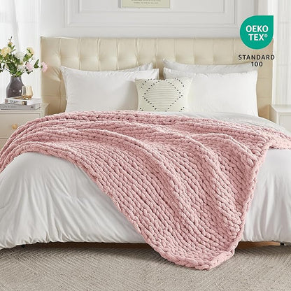 Carriediosa Chunky Knit Throw Blanket 50" X 60", 100% Hand Made Large Chenille - Image 4