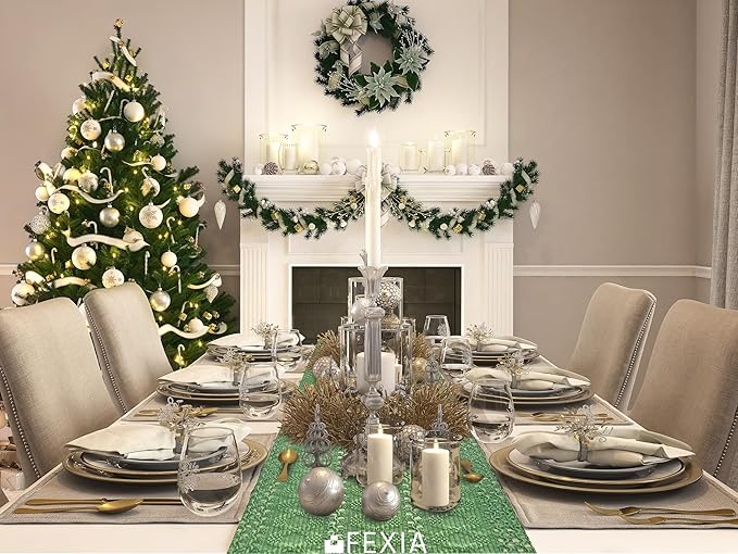 FEXIA Green Table Runner with Tassels - Image 7