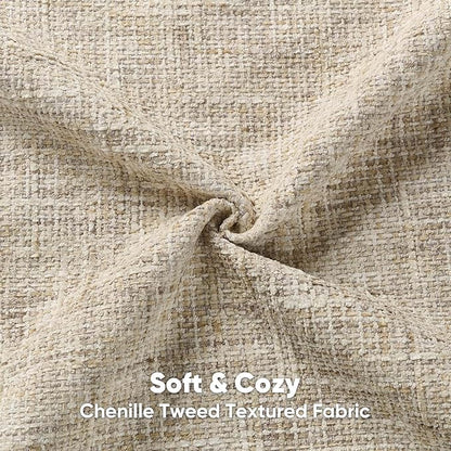FUTEI Beige Decorative Throw Pillow Covers 20x20 Inch Set of 2, Soft Chenille - Image 2