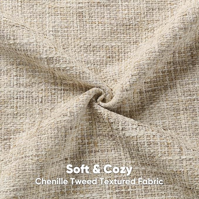 FUTEI Beige Decorative Throw Pillow Covers 22x22 Inch Set of 2, Soft Chenille - Image 2