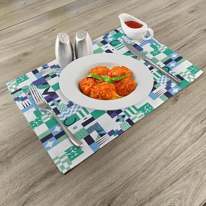 Ambesonne Mid Century Place Mats Set of 4, Geometric Modern Art Design in The - Image 2