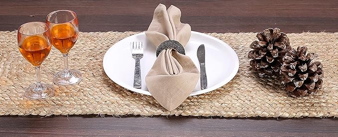 GLAMBURG Farmhouse Jute Burlap Table Runner 36 Inches Long, 13x36 Natural Jute - Image 3
