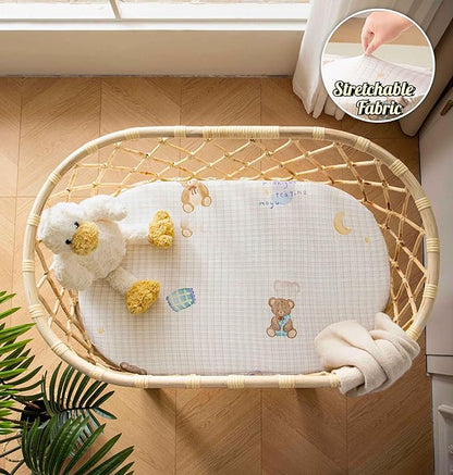 SDY Jersey Bassinet Sheets for Baby Girls, 32 "x 16 "x 4", Super Soft Breathable - Image 3