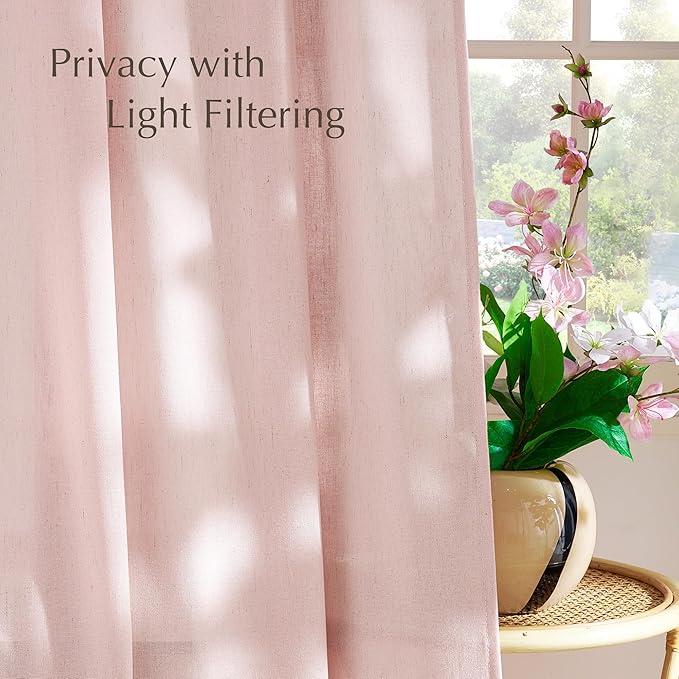 NICETOWN Thick Linen Light Pink Curtains - Image 3