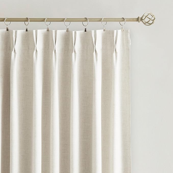 Vision Home Natural Pinch Pleated Full Blackout Curtains Linen Blended Room - Image 8