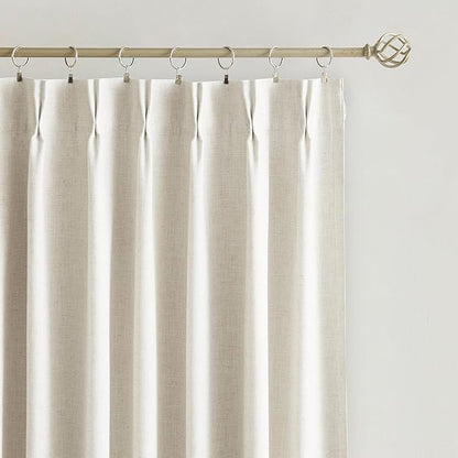 Vision Home Natural Pinch Pleated Full Blackout Curtains Linen Blended Room - Image 8