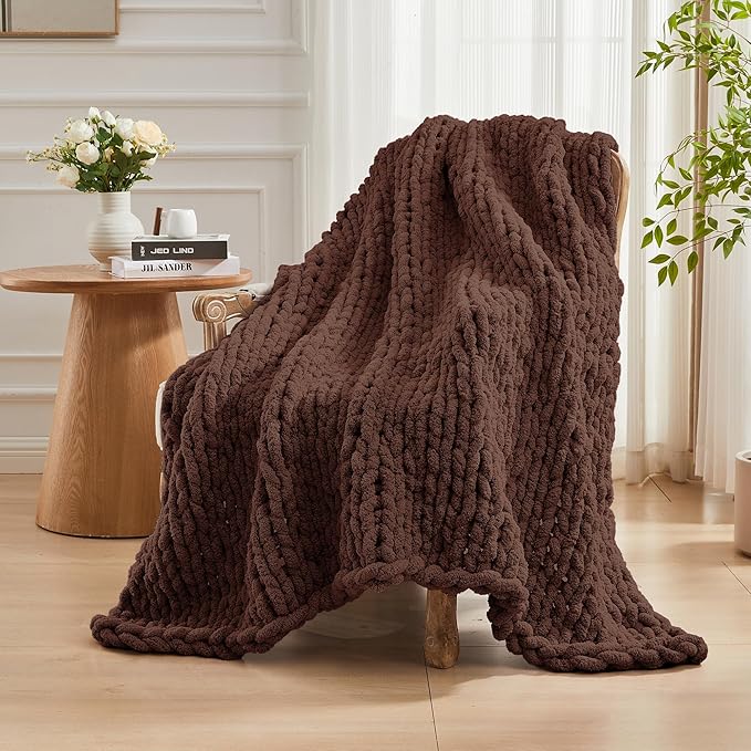 Carriediosa Chunky Knit Throw Blanket 50" X 60", 100% Hand Made Large Chenille - Image 8