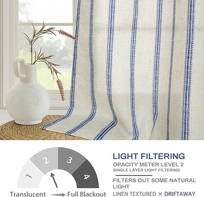 DriftAway Farmhouse Vertical Striped Linen Blend Textured Light Filtering Semi - Image 4