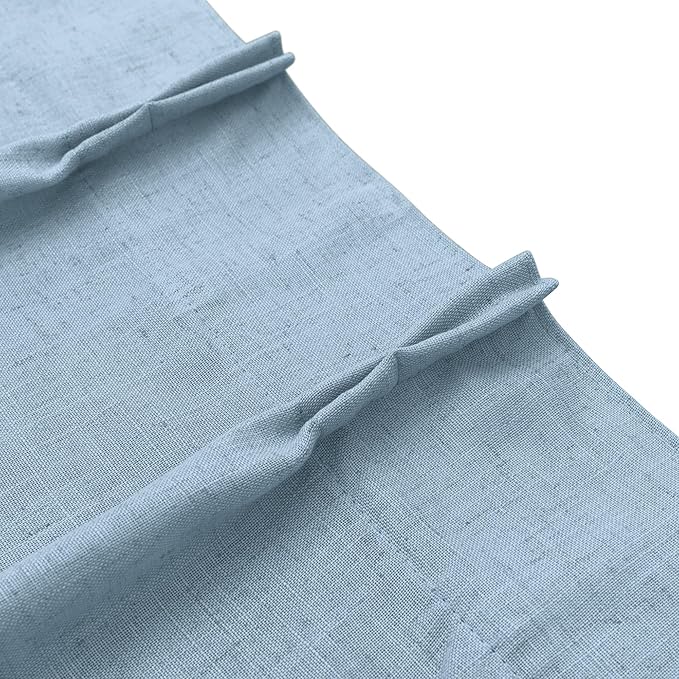Blue Small Linen Textured Curtains 36 inches Length Light Filtering Semi Sheer - Image 8
