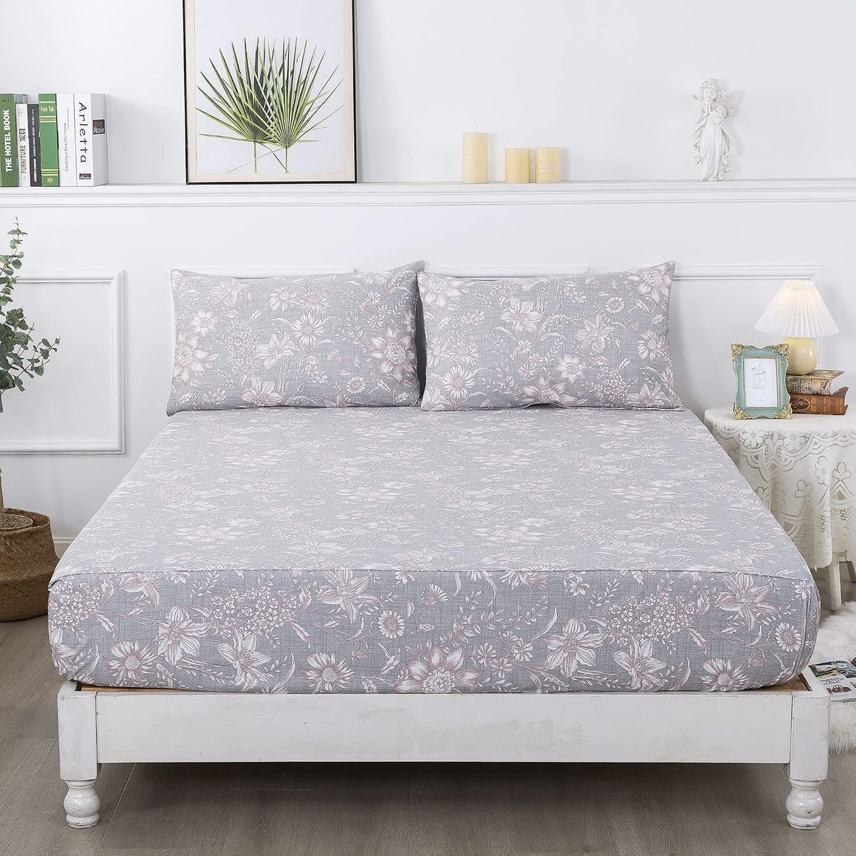 fadfay sheets set twin shabby pink and grey showing dimensions