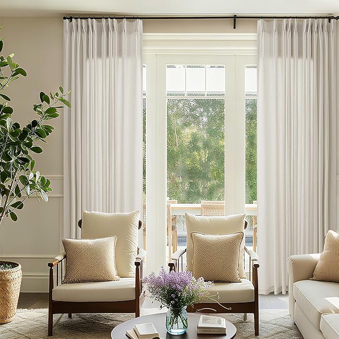 72 x 96 Inch Pinch Pleated Linen Curtains - Image 2