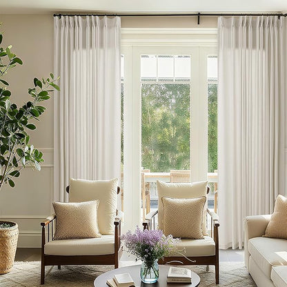 72 x 96 Inch Pinch Pleated Linen Curtains - Image 2