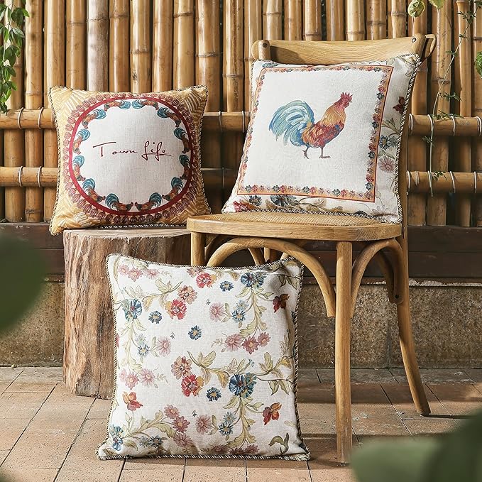 patdrea Designer Pack of 2 Square Throw Pillow Covers, Farmhouse Pink and - Image 3
