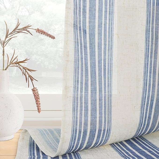 DriftAway Kitchen Curtains Striped Tier Linen Short Pinstripe Cafe Curtains 36 - Image 5