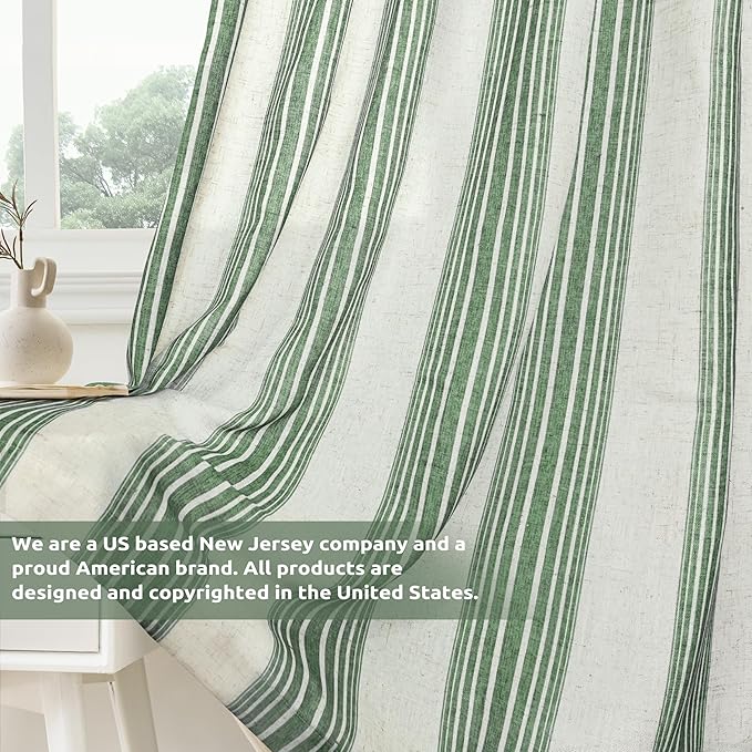 DriftAway Farmhouse Vertical Striped Linen Blend Textured Light Filtering Semi - Image 5