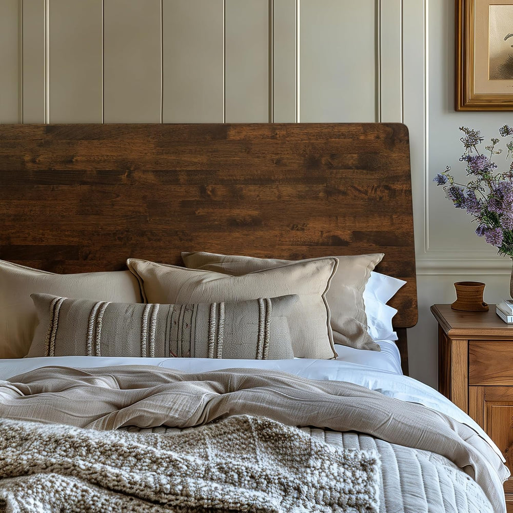 Acacia Serenity King Size Bed Frame, King Bed Frame with Headboard 800 lbs Ca...