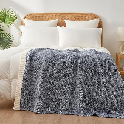 Snuggle Sac Heather Navy Twin Size Blankets, Super Soft Microfiber, Warm Cozy - Image 5