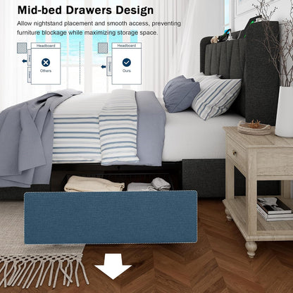 galnfu queen bed frame with 4 storage drawers, package contents