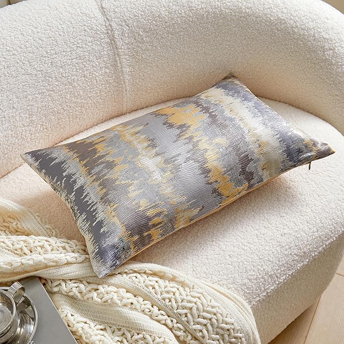THE-TINOART Gold Ombré Jacquard Pillow Cover 12x20 Inches - Image 4