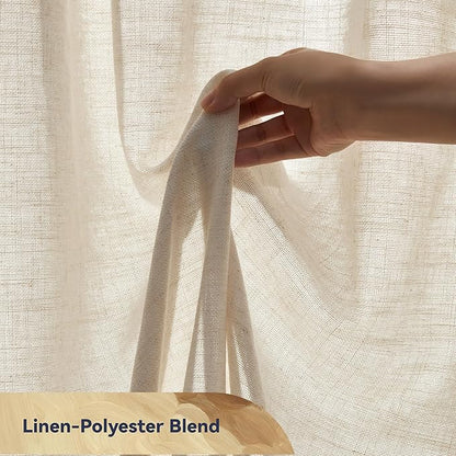 AIRLAKE Linen Blend Tier Curtains, 26 x 30 inches, Boho Farmhouse Rustic Style - Image 4