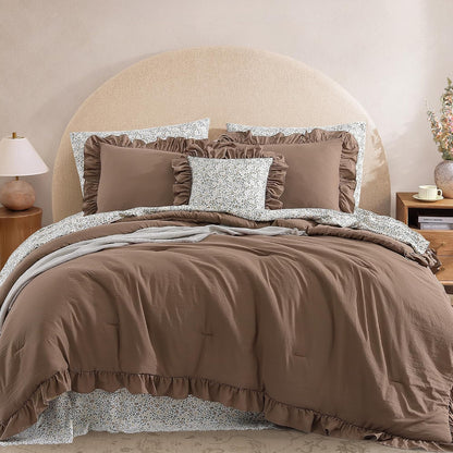 bloomhaven queen comforter set-7 pieces ruffle bedding with, main product view