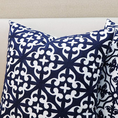 Slow Cow Canvas Embroidery Decorative Throw Pillow Cover Navy Blue Cushion Cover - Image 3
