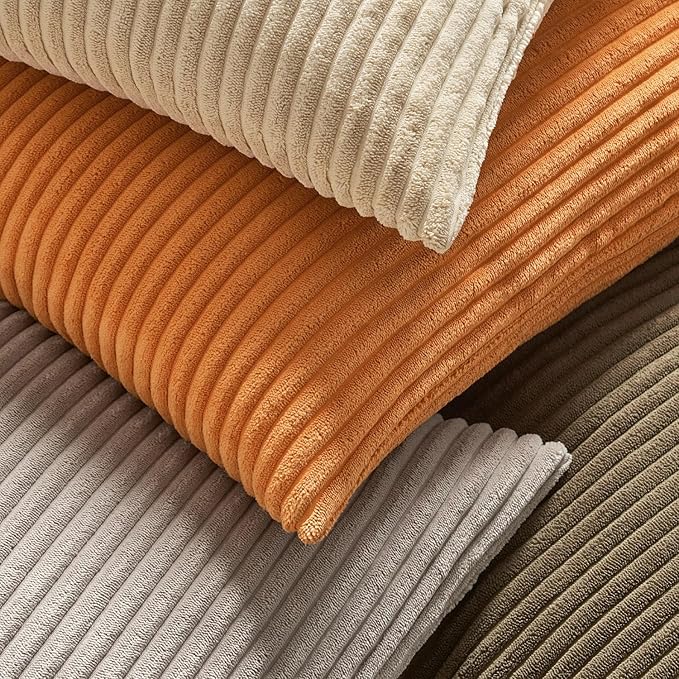 MIULEE Pack of 2 Burnt Orange Pillow Covers 20x20 Inch Soft Striped Corduroy - Image 2