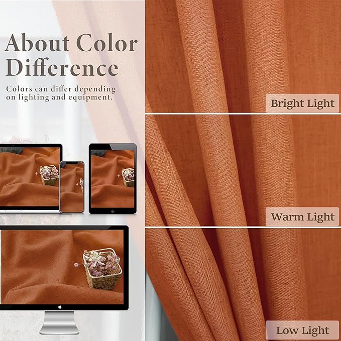 Pitalk Burnt Orange Curtains 84 Inch Length - Image 3