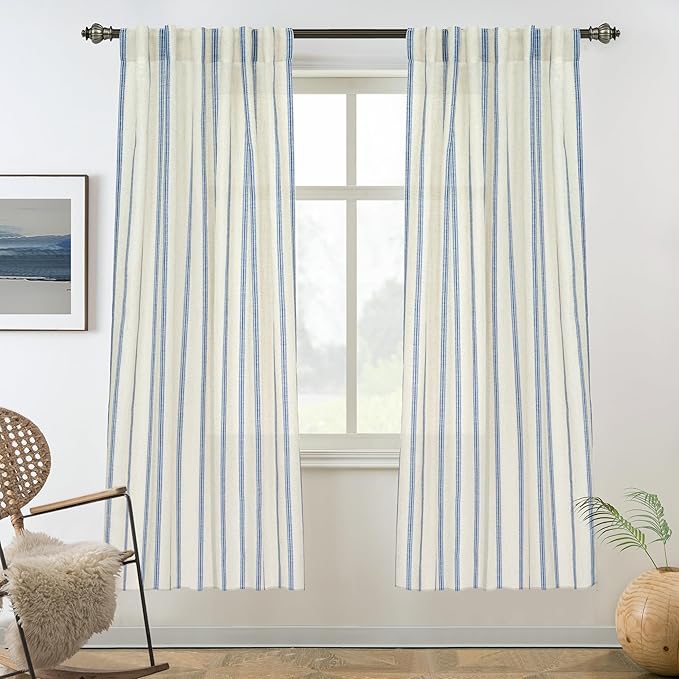 DriftAway Farmhouse Vertical Striped Linen Blend Textured Light Filtering Semi by DriftAway