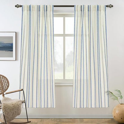 DriftAway Farmhouse Vertical Striped Linen Blend Textured Light Filtering Semi by DriftAway