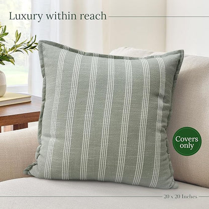 SanVia Sage Bliss Premium Cotton Throw Pillow Covers, 20 x 20 Inches, Luxury - Image 5