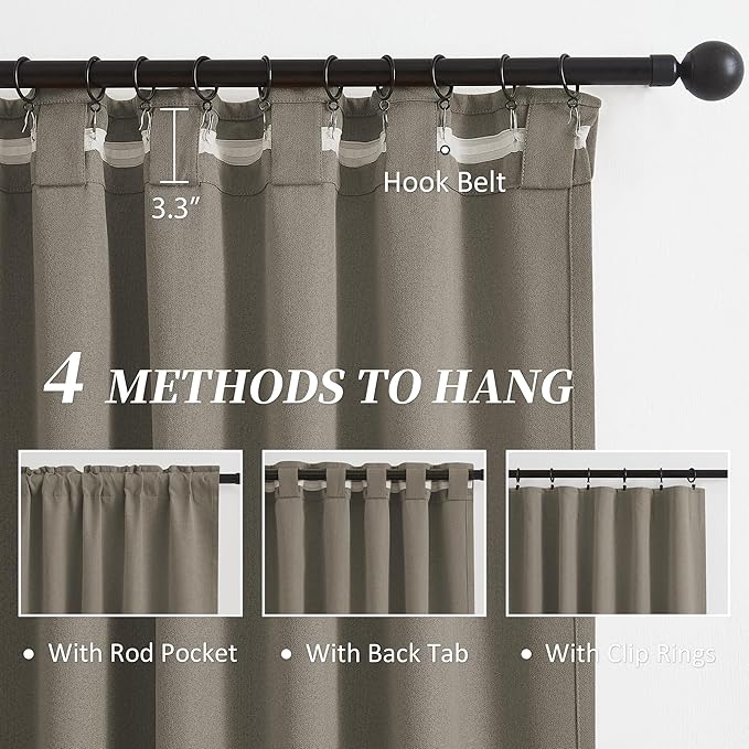KEQIAOSUOCAI Taupe Blackout Curtains Flax Linen 63 Inch Length Set of 2 Panels - Image 3