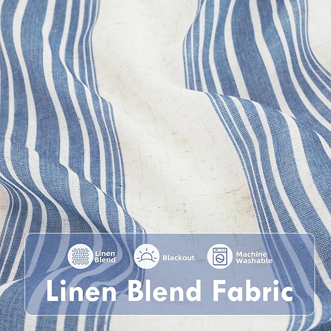 DriftAway Farmhouse Vertical Striped Linen Blend Textured Light Filtering Semi - Image 2