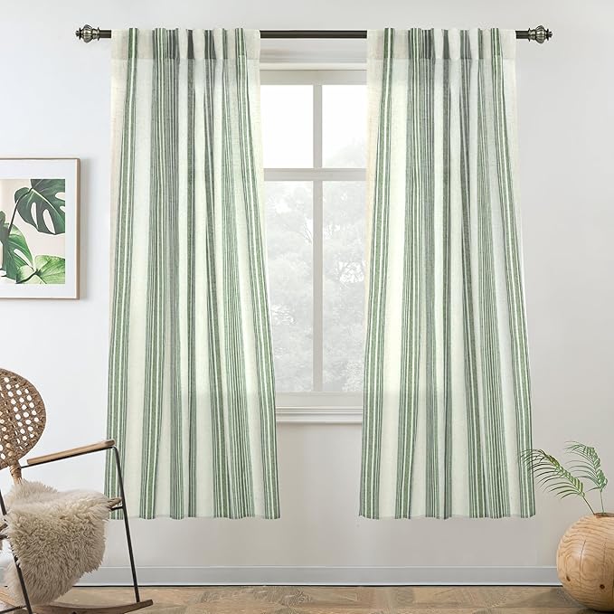 DriftAway Farmhouse Vertical Striped Linen Blend Textured Light Filtering Semi by DriftAway