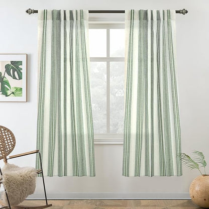 DriftAway Farmhouse Vertical Striped Linen Blend Textured Light Filtering Semi by DriftAway
