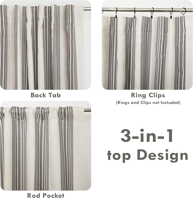 DriftAway Farmhouse Vertical Striped Linen Blend Textured Light Filtering Semi - Image 8