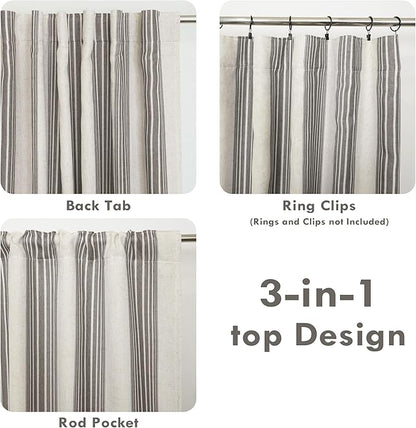 DriftAway Farmhouse Vertical Striped Linen Blend Textured Light Filtering Semi - Image 8