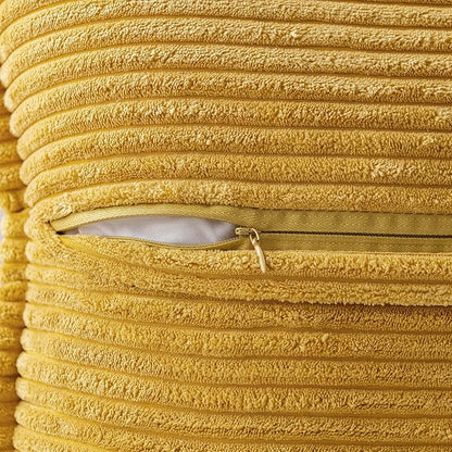 MIULEE Mustard Yellow Corduroy Decorative Euro Sham Pillow Covers 24x24 Inch - Image 3