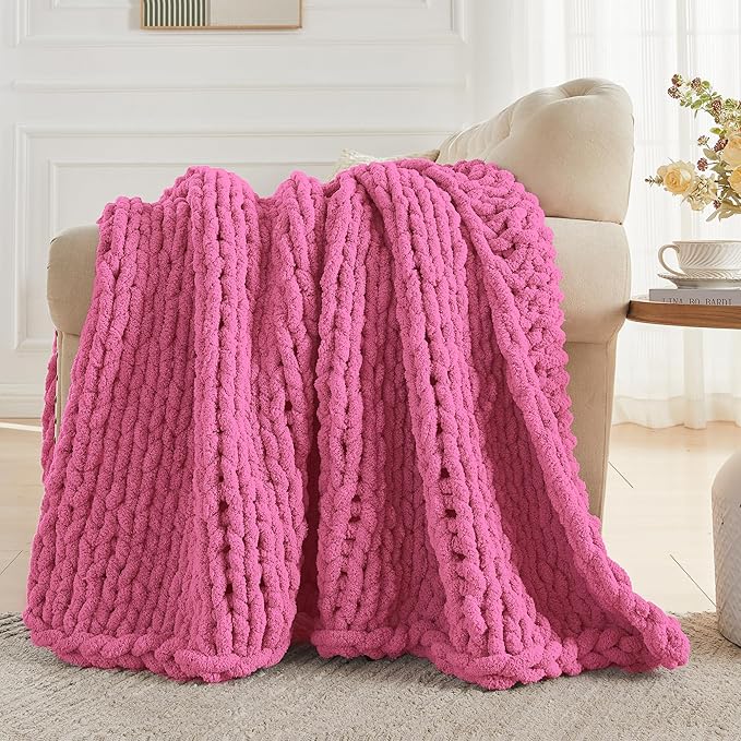 Carriediosa Chunky Knit Throw Blanket 60" X 80" Twin, 100% Hand Made Large - Image 5