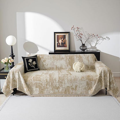 MEETSKY Boho Couch Cover for 2 Cushion Couch Sofa, Chenille Sofa Cover for - Image 2