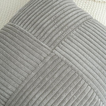 HWY 50 Gray Grey Corduroy Patchwork Throw Pillow Covers 18x18 Inch, Soft Cozy - Image 3
