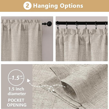 OVZME Kitchen Curtains 24 Inch Length, Light Filtering Faux Linen Textured - Image 6