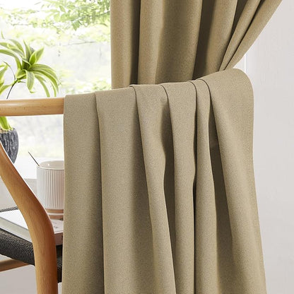 KEQIAOSUOCAI Short Burlap Linen Curtains Natural Back Tab Rod Pocket Narrow - Image 5