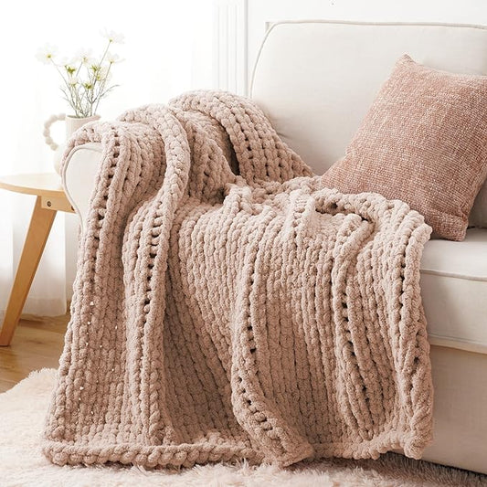 Battilo Chunky Knit Throw Blanket, Soft and Thick Chenille Throw Blanket by Battilo