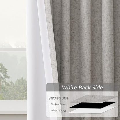 Silver 100% Blackout Pinch Pleated Linen Curtains 108 Inches Long - Image 5